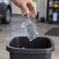 Nach wenigen Wochen landen Duftbaum und Plastikfolie gemeinsam im Müll